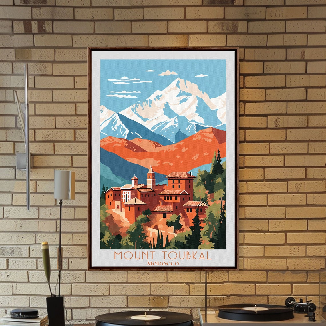 Mount Toubkal Morocco Snow Capped Peak Village Mountain Poster