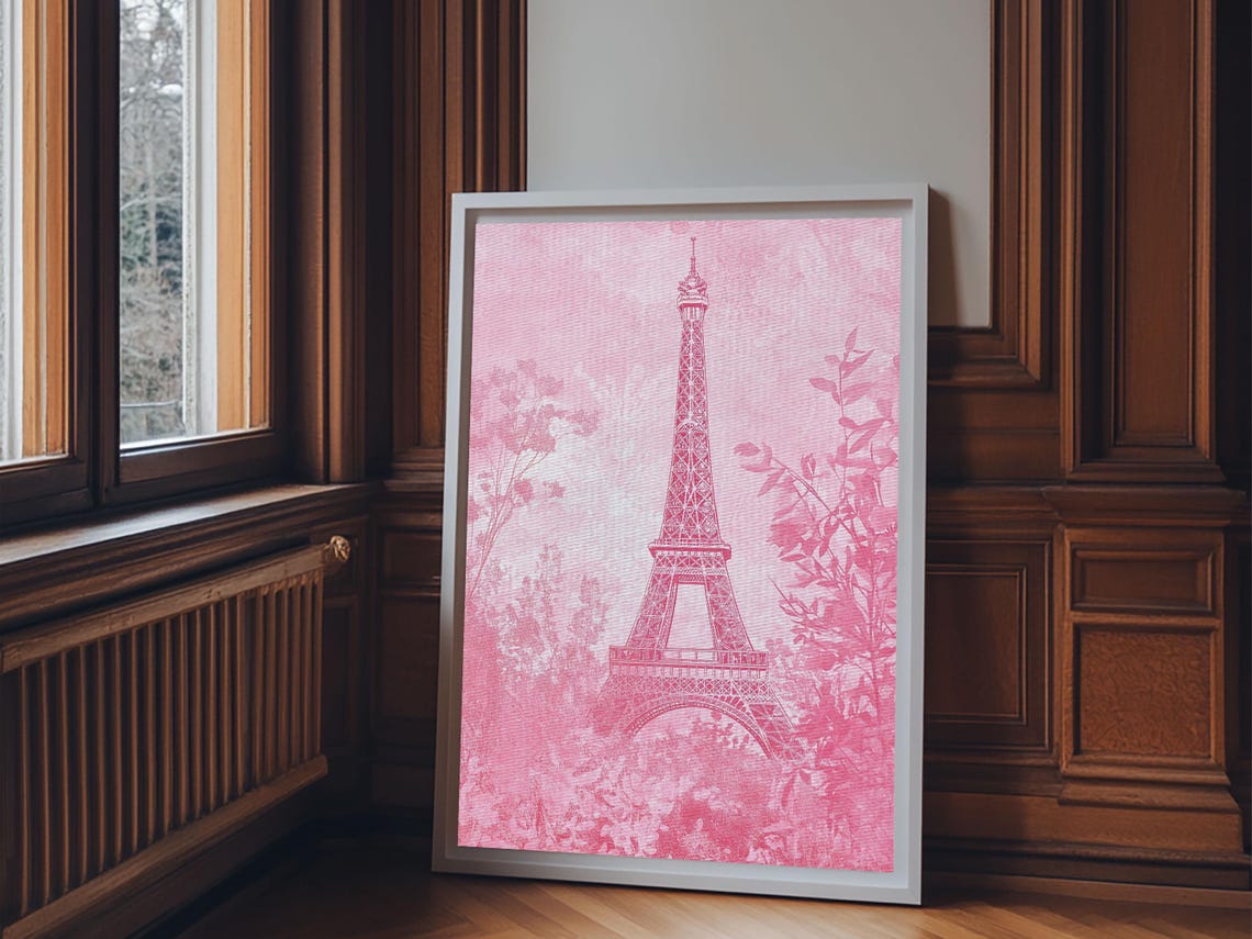 Eiffel Tower Pink Watercolor Parisian Blush Romantic Travel Poster - Image 5