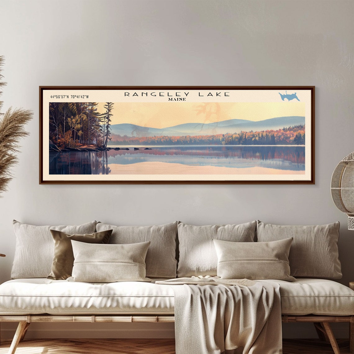 Rangeley Lake Maine Sunset Glow Autumn Shore Still Water Travel Poster - Image 6