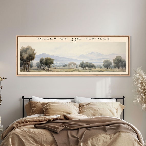 Valley Of The Temples Italy Art Framed Print Travel Poster Panoramic Wall Art Home Decor Gift For Travel Lover Wall Hanging