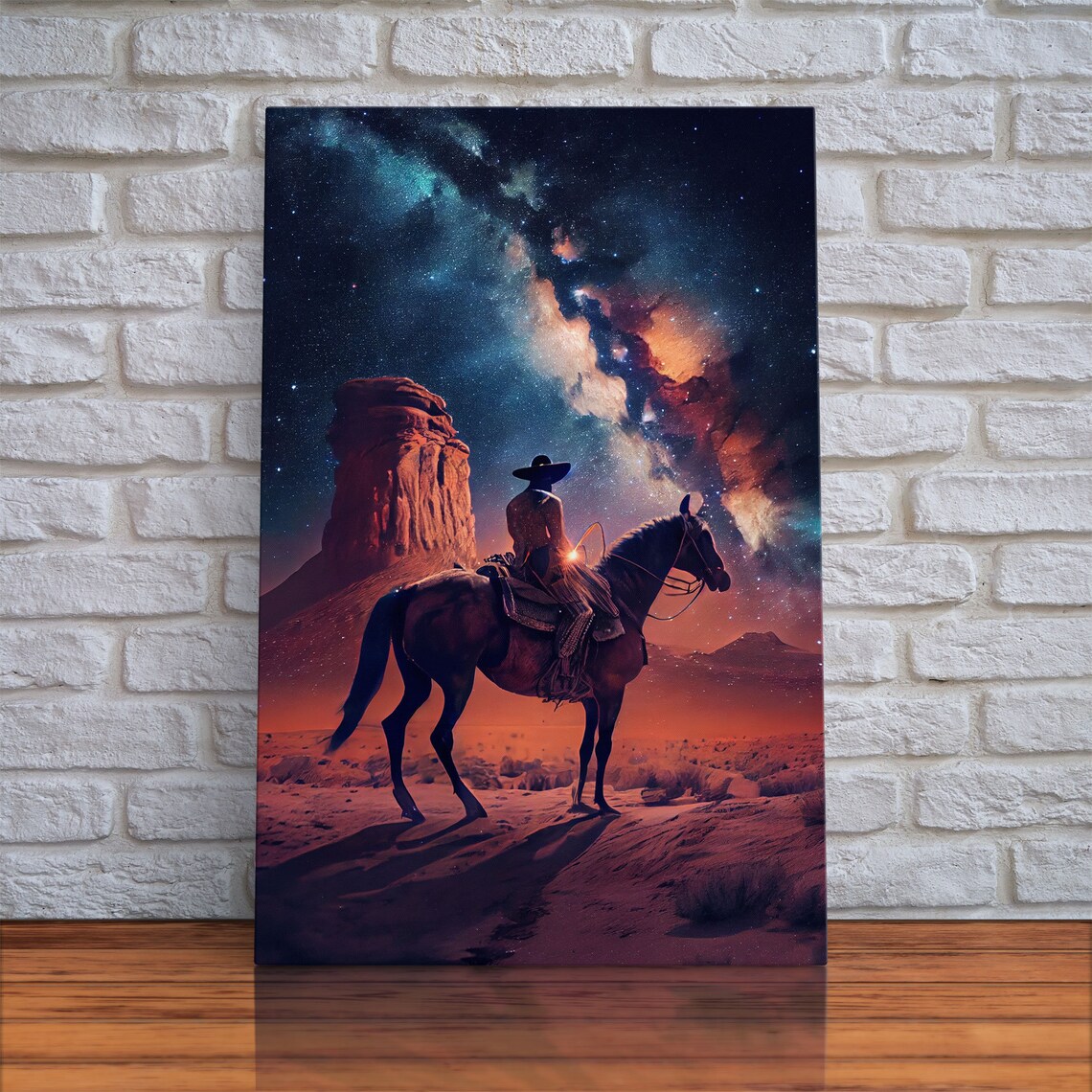 Cowboy Contemplating The Stars, Western Art Print - Image 4