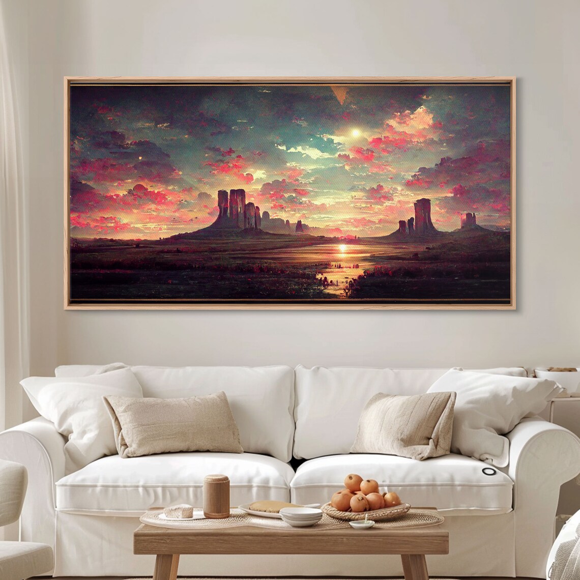 Mountain Sunset Synthwave Landscape Art Print - Image 2
