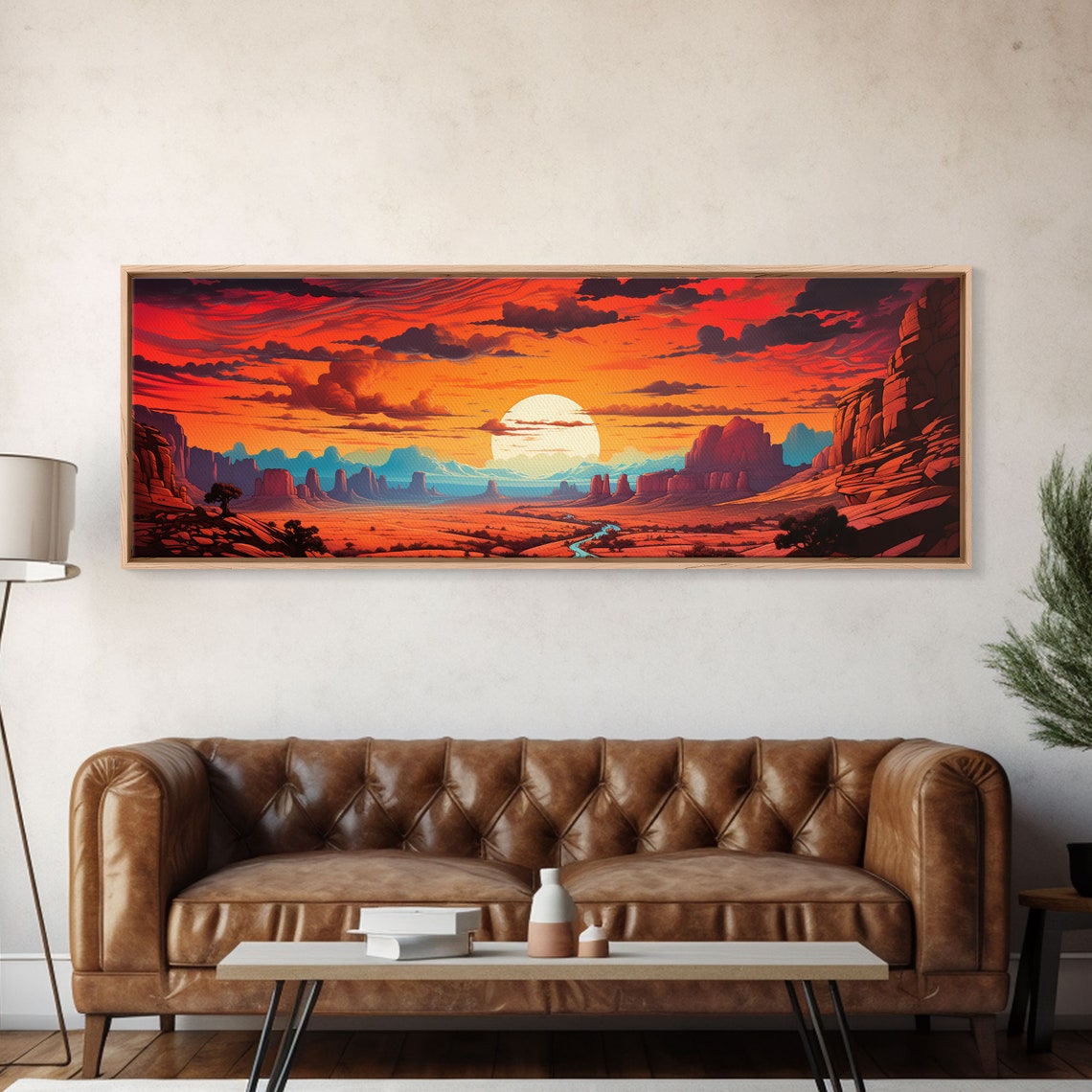 Beautiful Panoramic Southwestern Art Framed Print Utah Desert At Sunset Monument Valley Pop Art Minimalist Decor