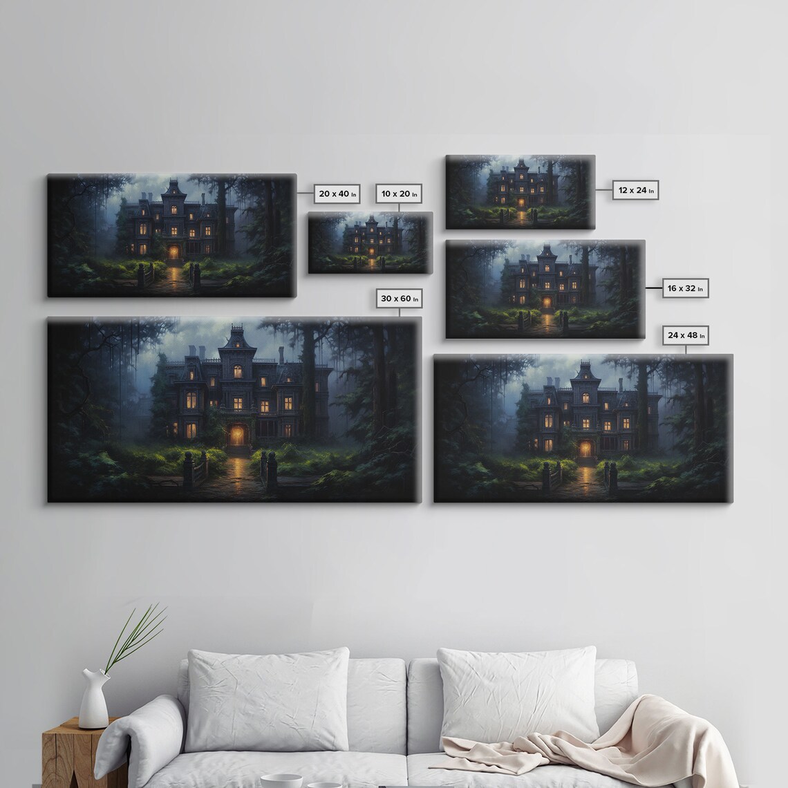 Haunted Victorian Mansion, Spooky Halloween Art Print - Image 2