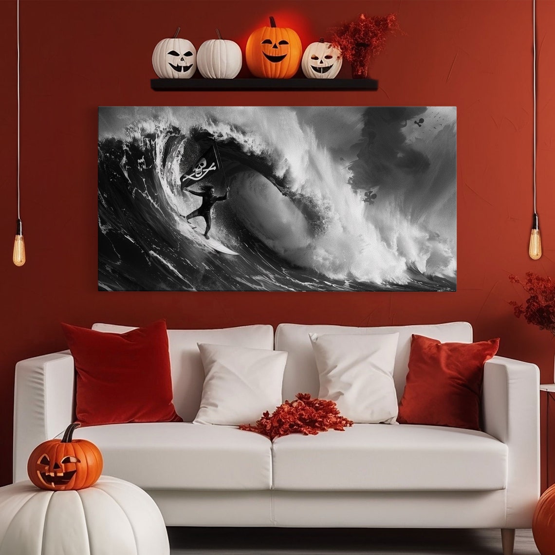 Skull And Crossbones Pirate Surfer Pirate Surf Mancave Decor Office Decor Pirate Surfer - Image 6