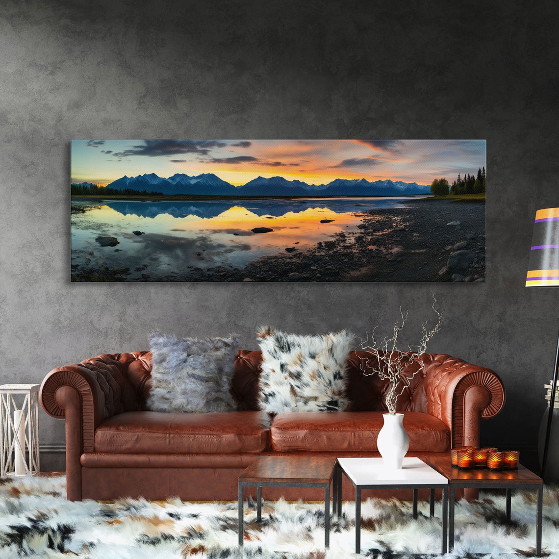Lake Clark National Park Sunset Mountain Reflection Panoramic Poster