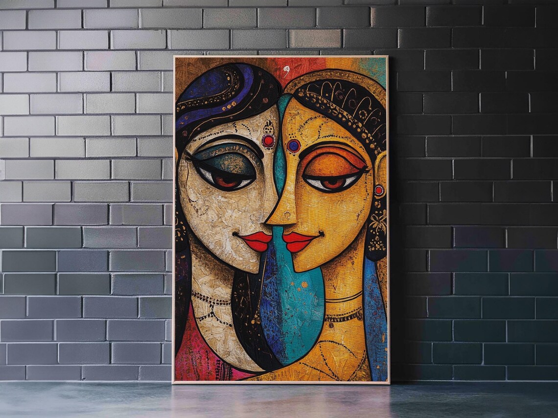 Abstract Madhubani Style Art Print, Madhubani Painting