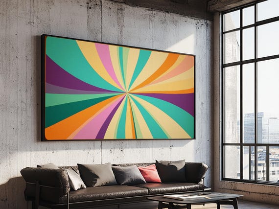 Star Burst Sunset Decor Framed Print Mid Century Modern Wall Art Scandinavian Style Wall Art Home Decor