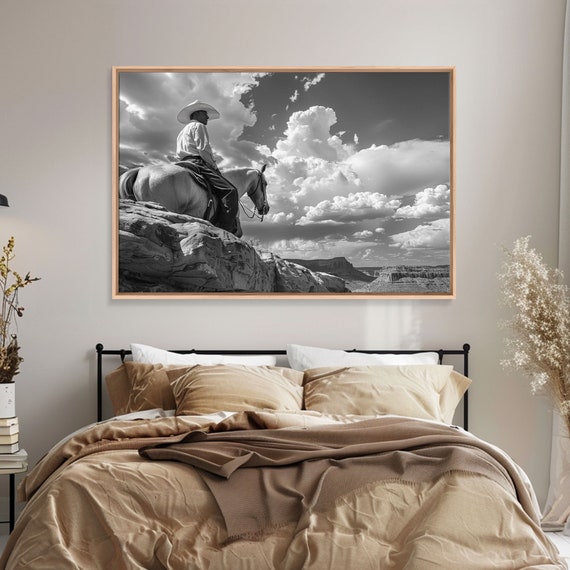 Old Cowboys Last Ride Framed Print Metal Art Boho Farmhouse Decor Country Western Art Black And White Photography Print