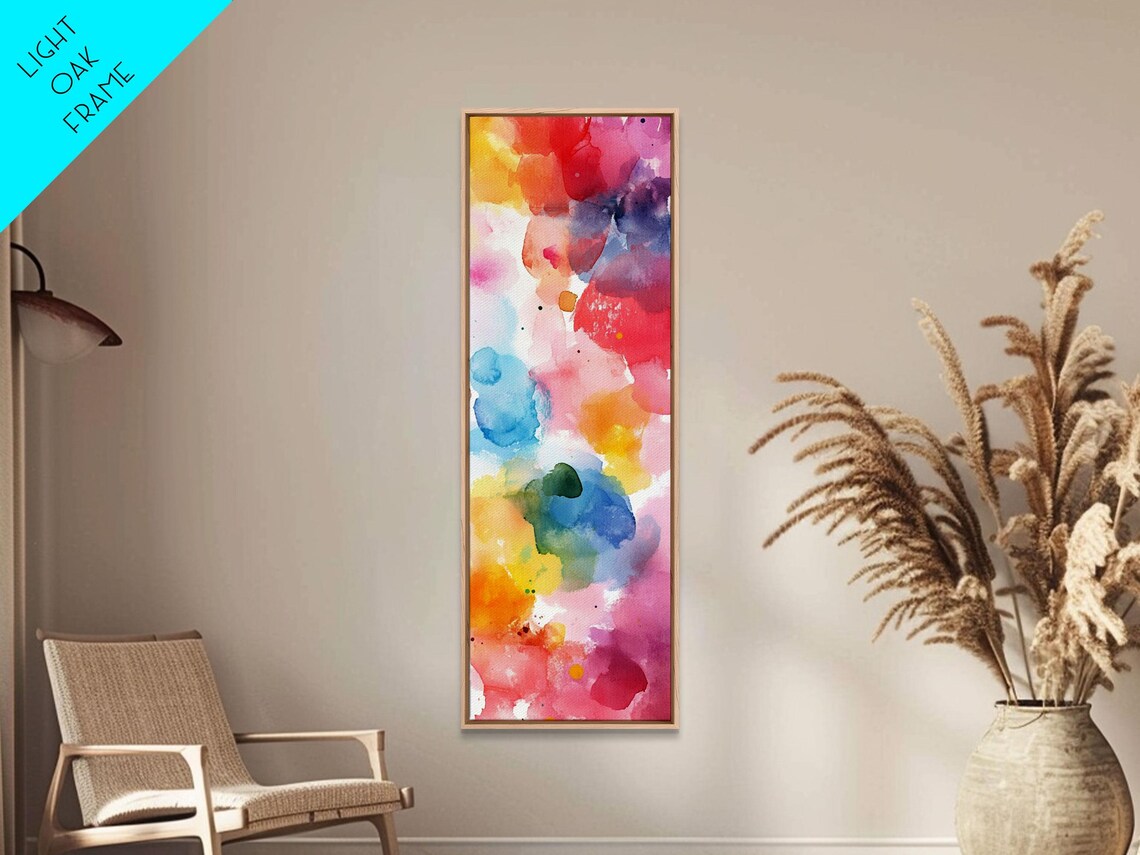 Pastel Rainbow Watercolor Wash Light Pink Blue Yellow Minimalist Vertical Poster - Image 2
