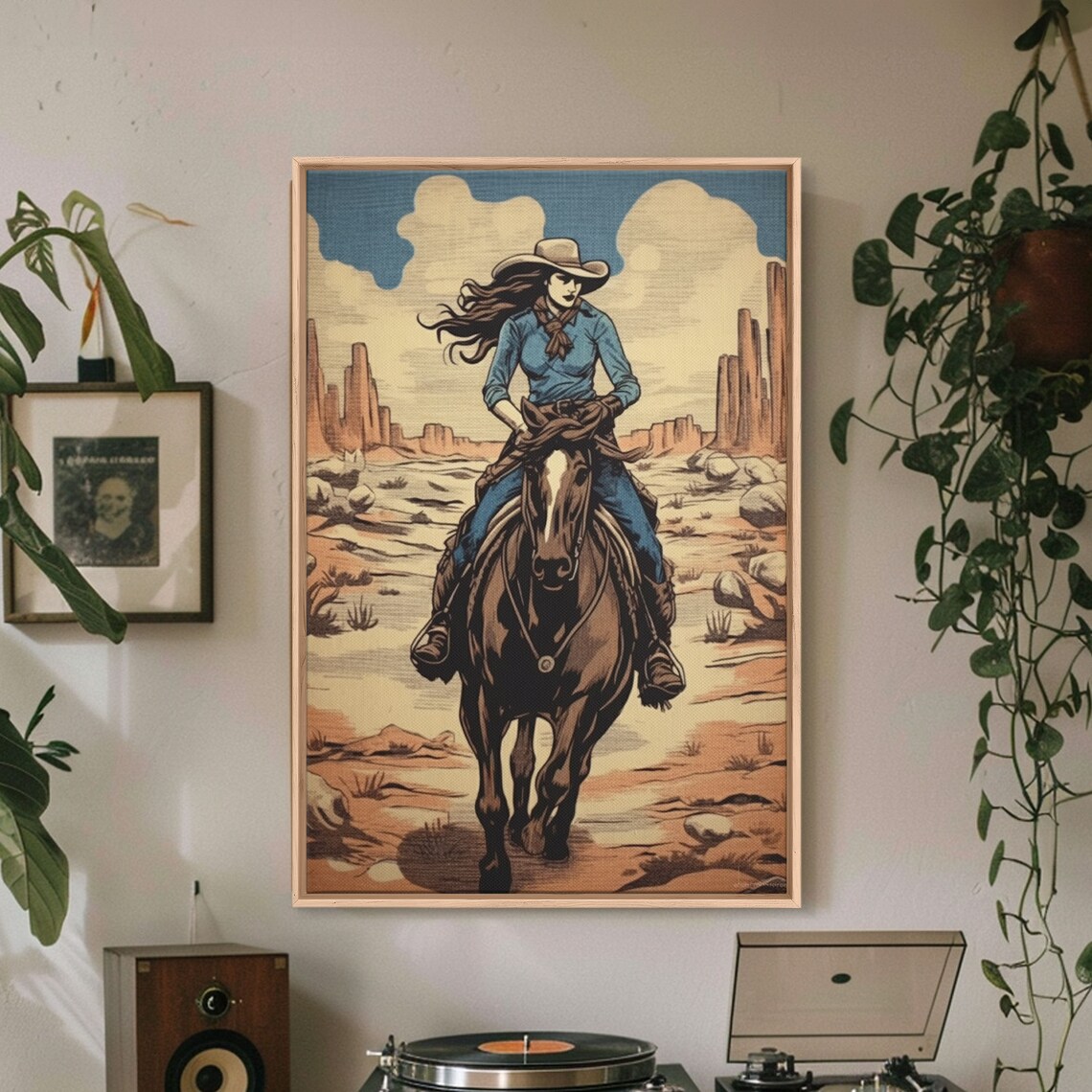 Western Cowgirl Vintage Mid-Century Art Print - Image 3