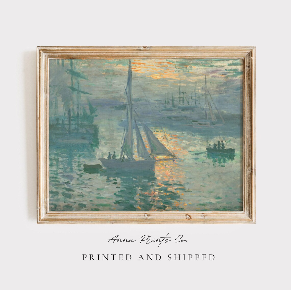 Claude Monet Sunrise Harbor Sailboat Art Print