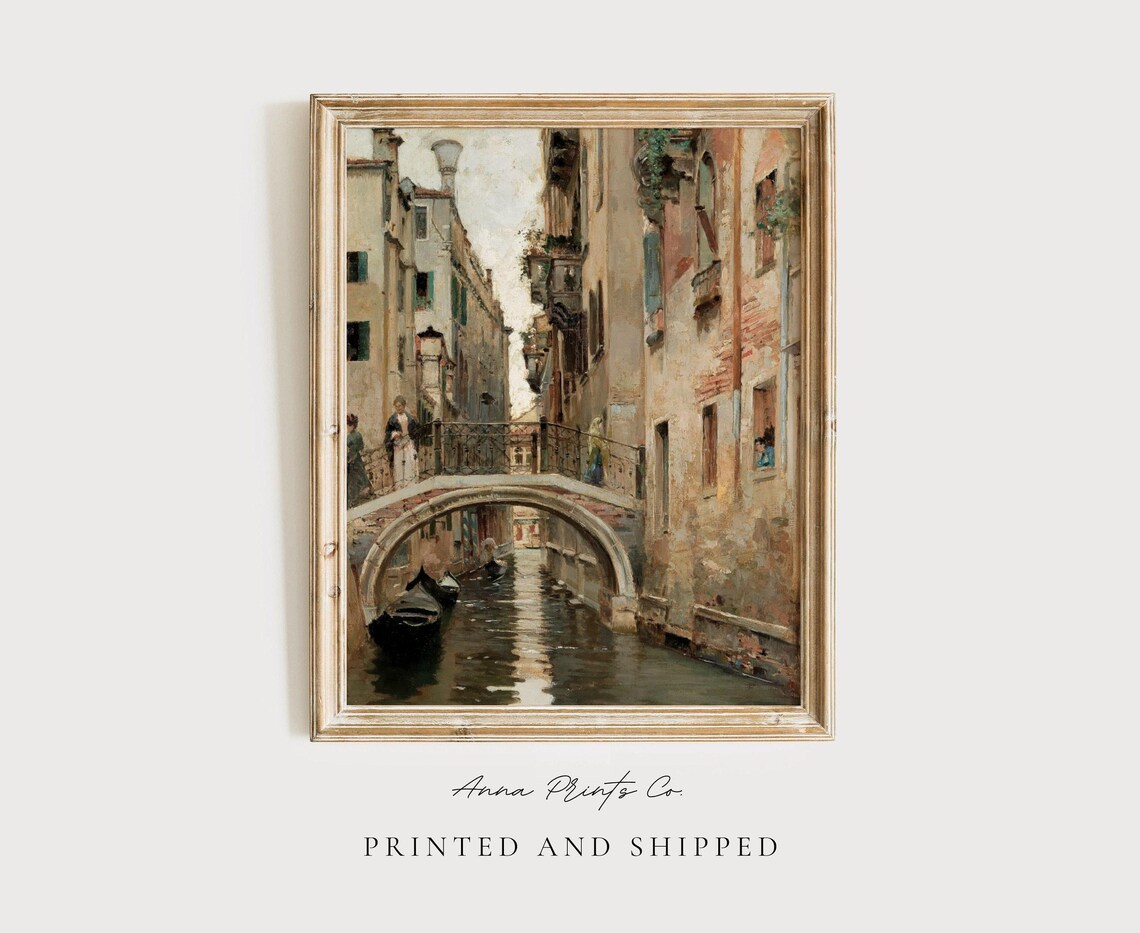 Venice Canal Vintage Travel Poster, Italian Cityscape
