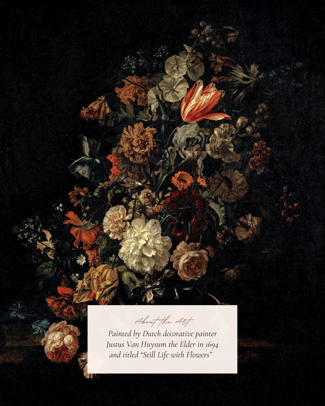 Baroque Moody Floral Still Life Painting Dark Academia Flower Print - Image 2