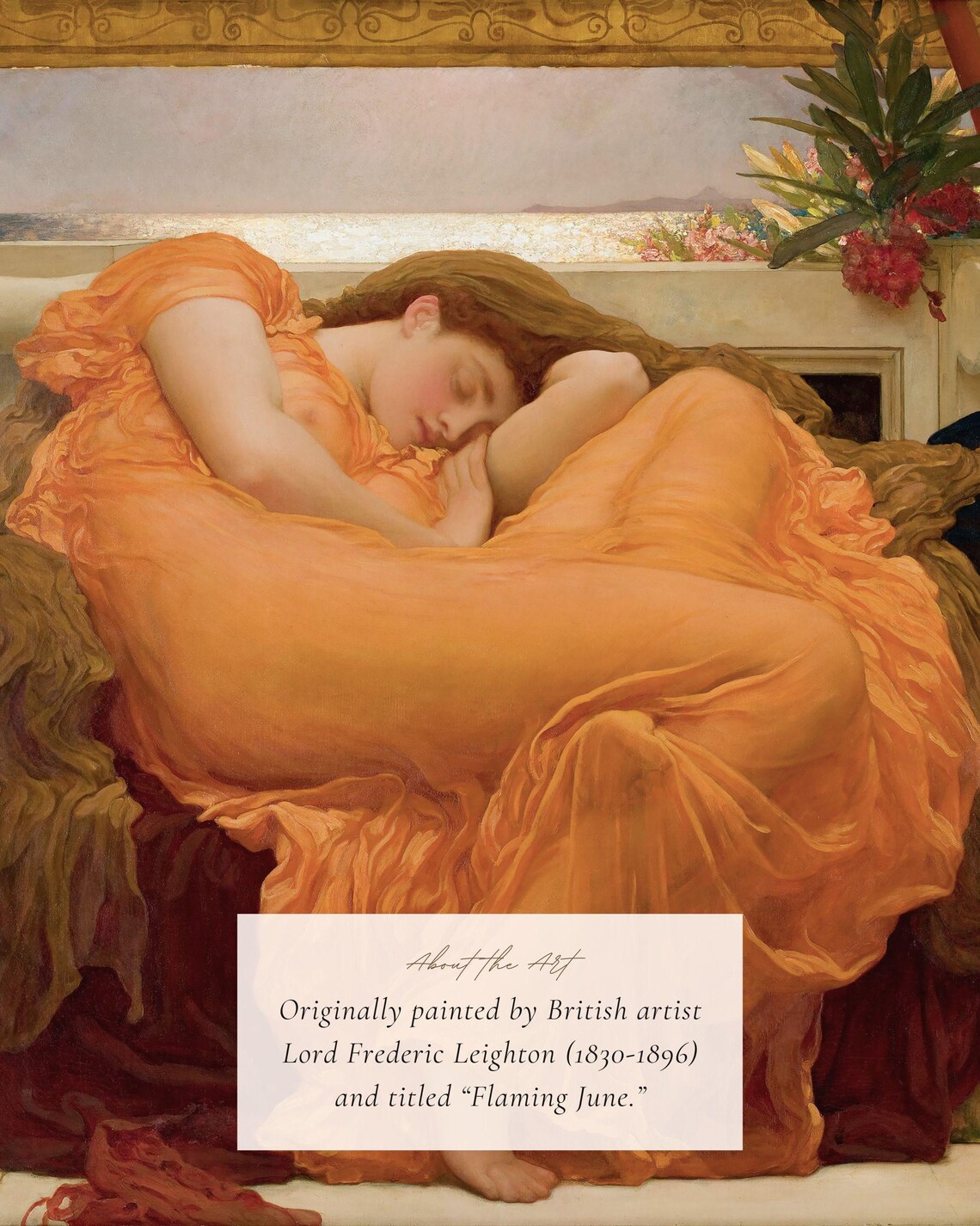 Flaming June by Frederic Leighton, Vintage Art Print - Image 2