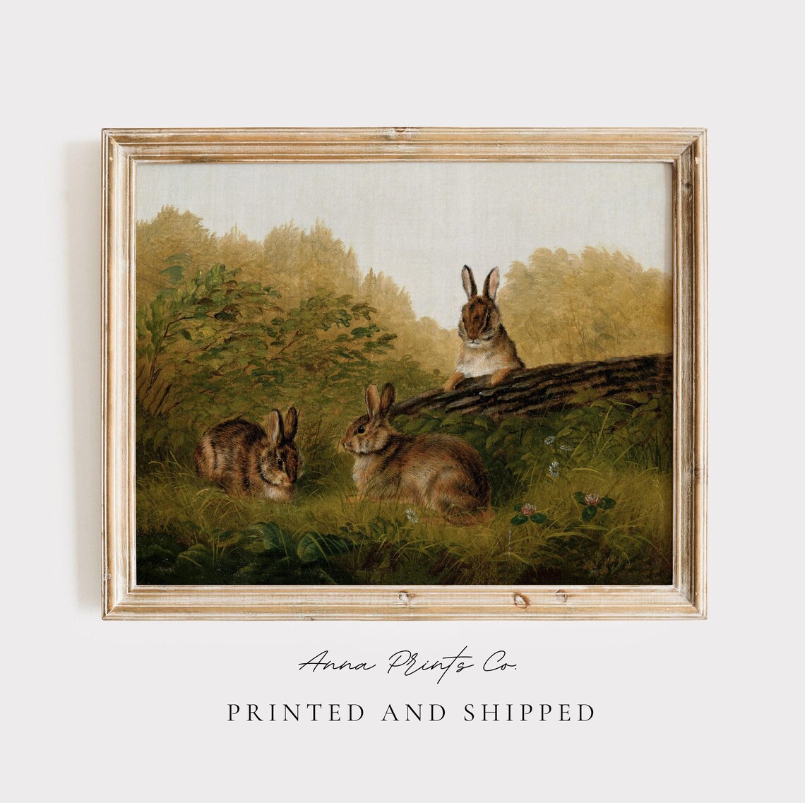 Vintage Rabbit Painting, Easter Cottagecore Art Print