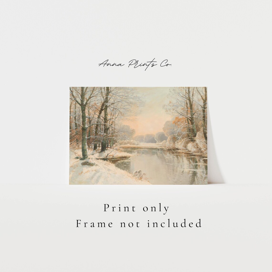 Pond In Winter Vintage Rustic Landscape Art Print - Image 3