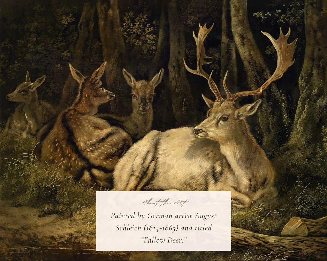 Vintage Deer Painting, Rustic Cabin Art Print - Image 2