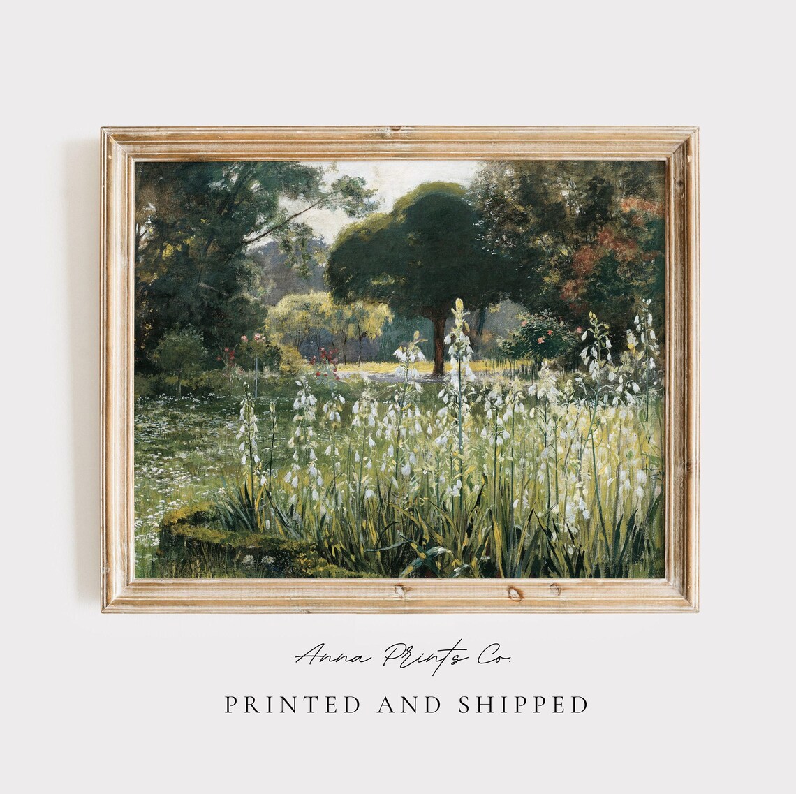 Summer Hyacinths Vintage Landscape Art Print