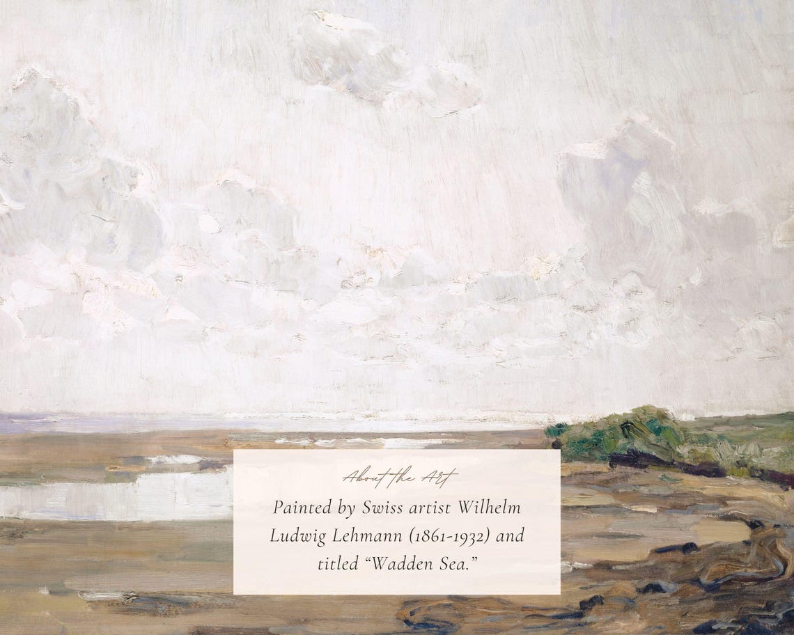 Vintage Beach Painting Print Neutral Coastal Landscape Art Wall Decor - Image 2