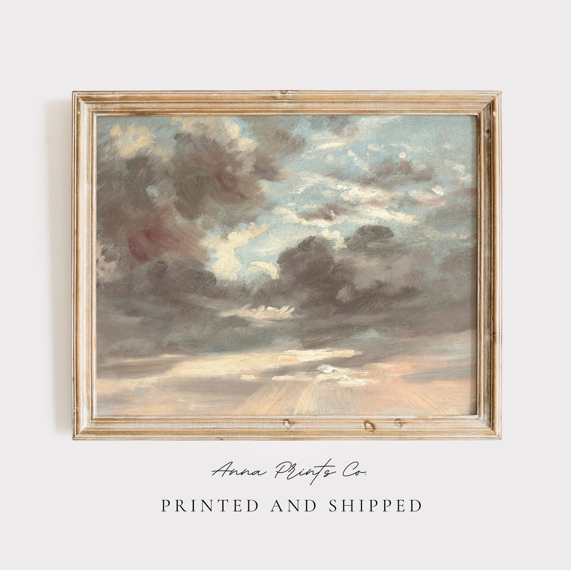 Antique Cloud Study Painting Vintage Sunset Sky Dramatic Clouds Poster