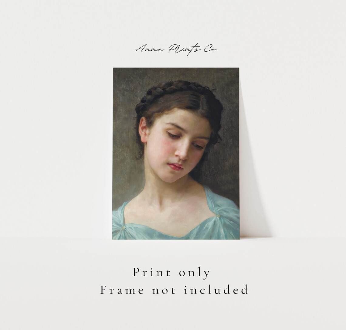 Portrait Of A Young Woman With Braided Hair Vintage Academic Print - Image 3