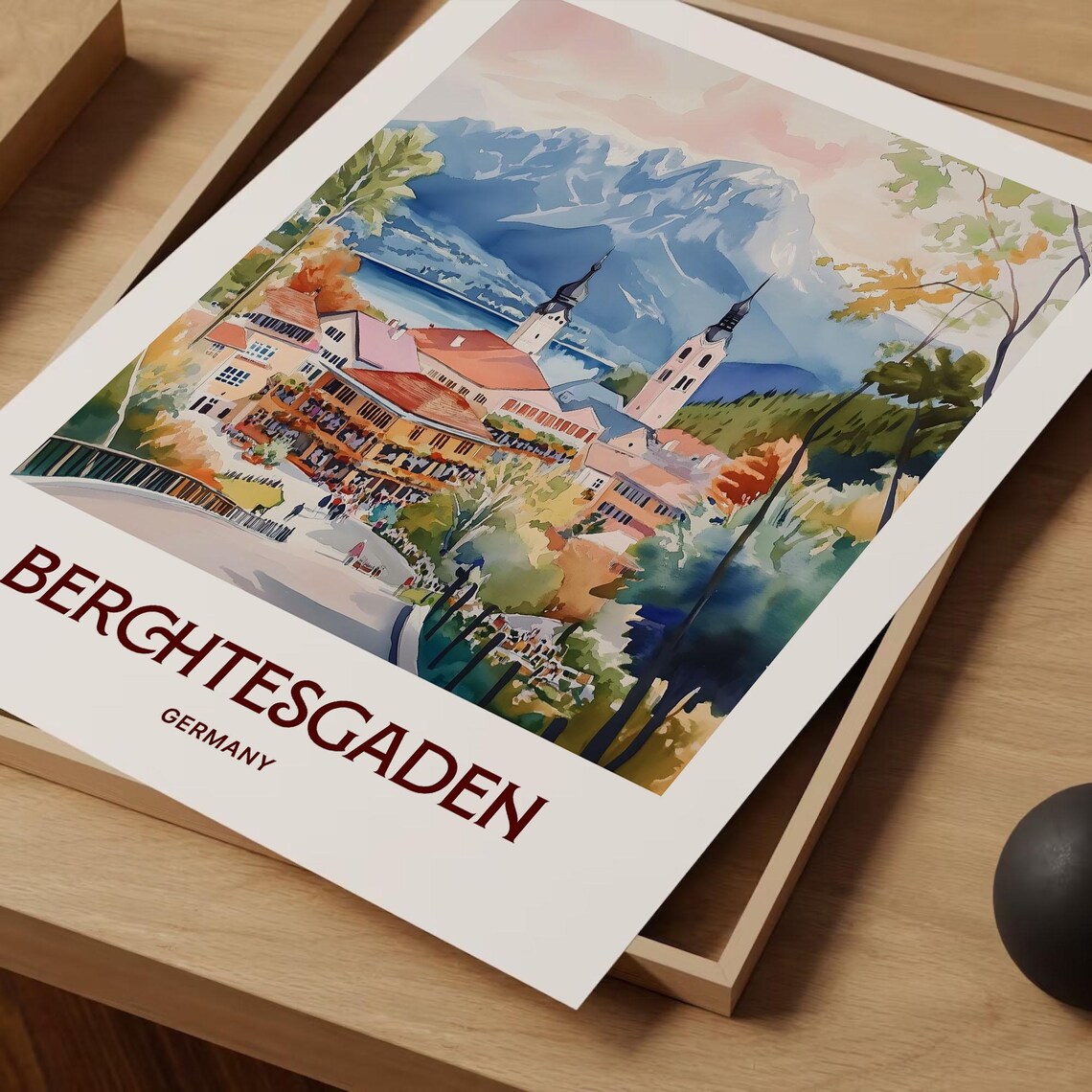 Berchtesgaden Germany Alpine Village Mountain Watercolor Travel Poster - Image 2