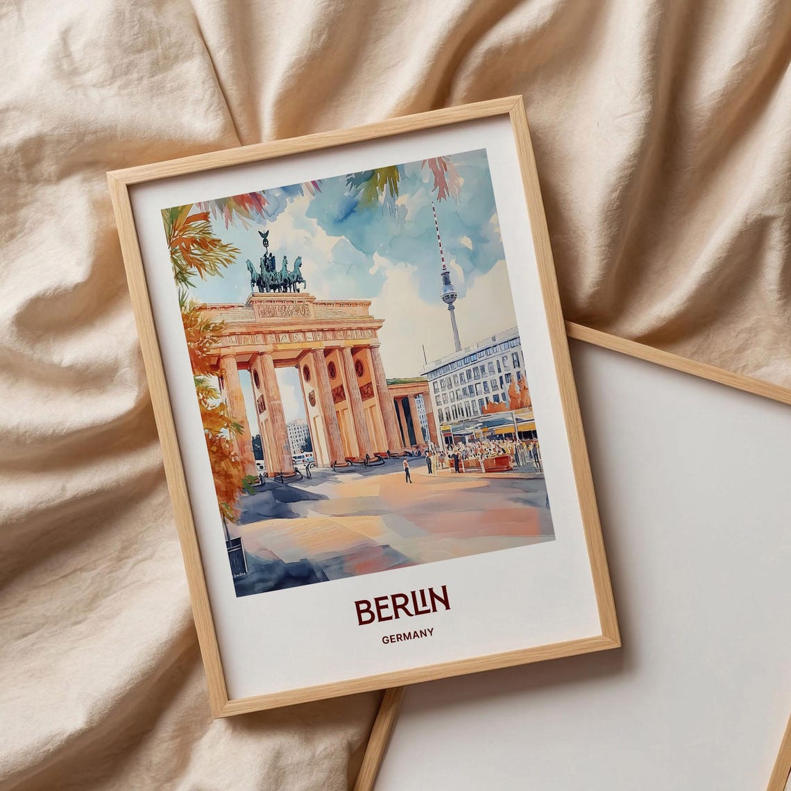 Berlin Germany Brandenburg Gate Landmark Watercolor Travel Poster - Image 3