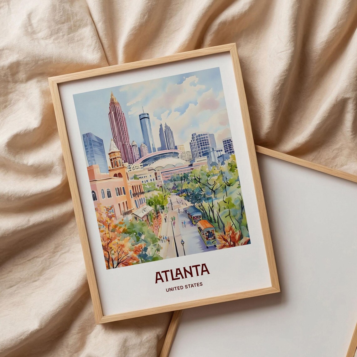 Atlanta Georgia Downtown Skyline Watercolor City Travel Poster - Image 3