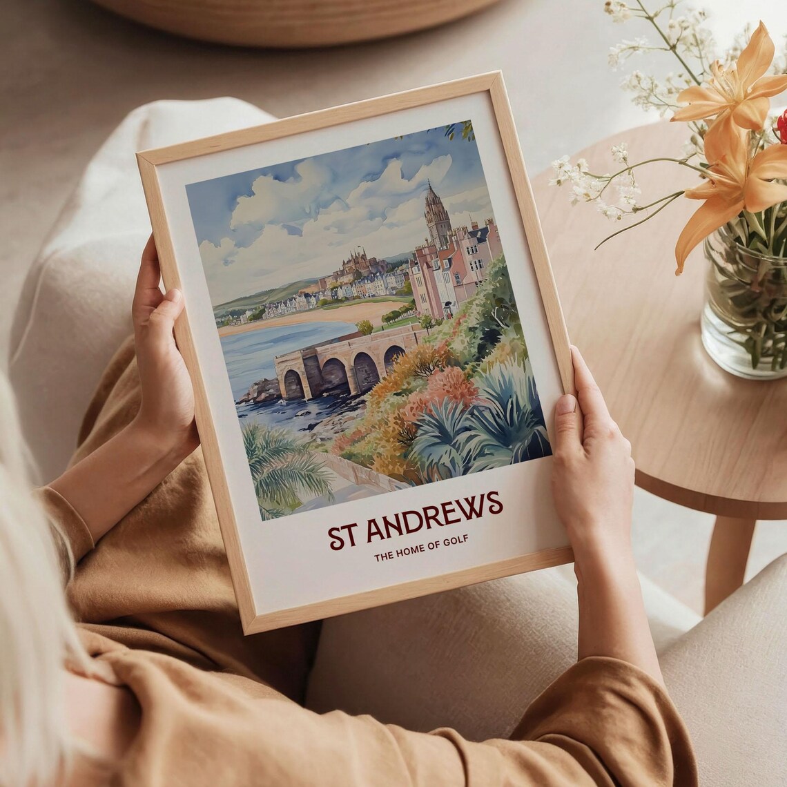 St Andrews Scotland Pastel Home of Golf Coast Watercolor Poster - Image 5