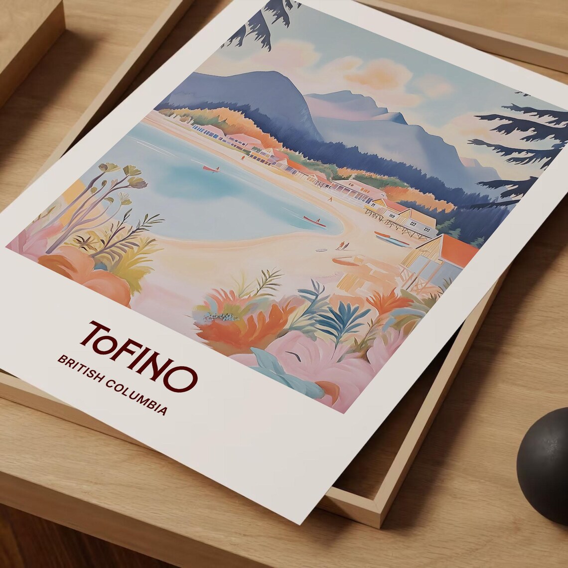 Tofino British Columbia Beach Village Mountain Bay Travel Art Poster - Image 2