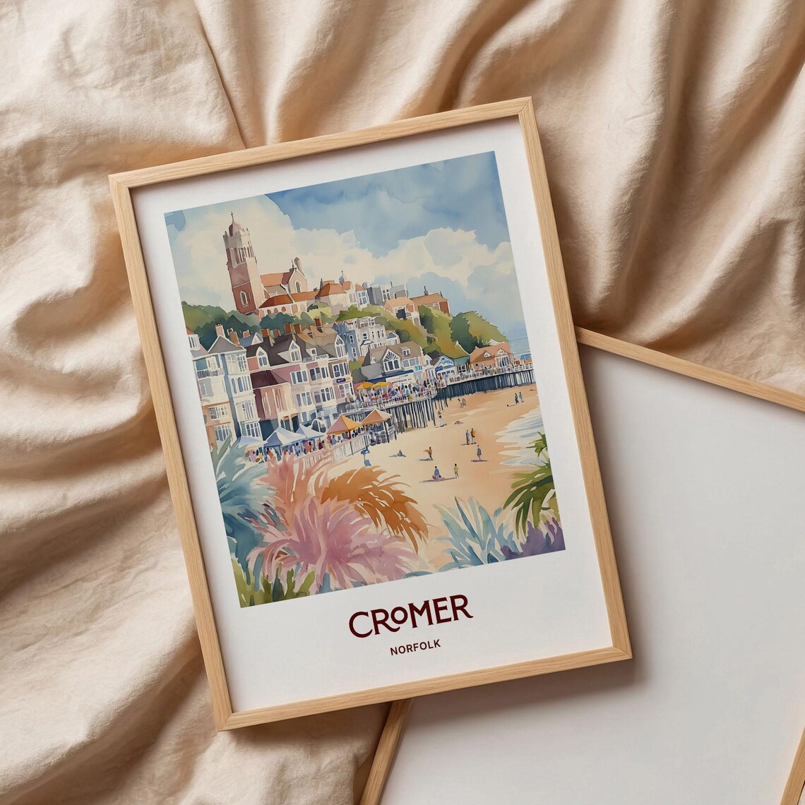 Cromer Norfolk England Watercolor Beach Pier Seaside Town Travel Poster - Image 3
