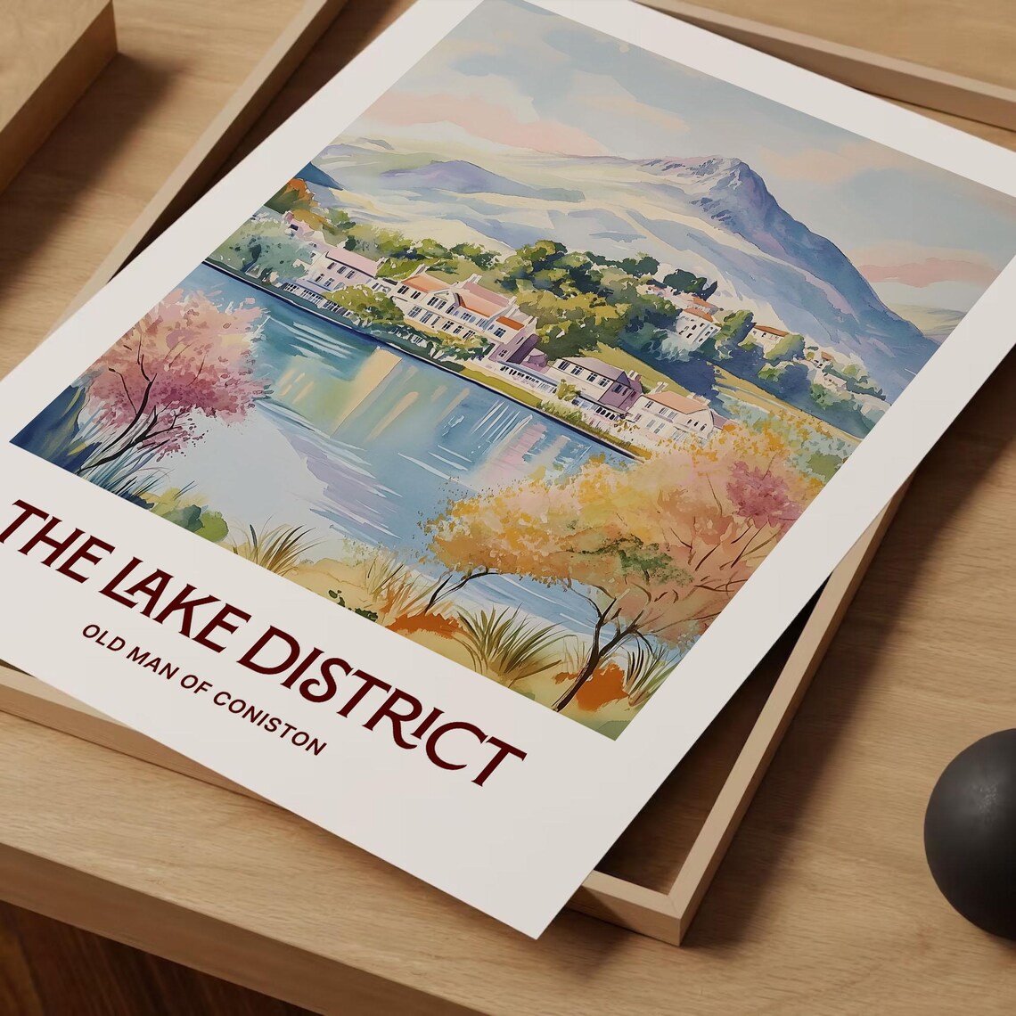 Lake District Old Man Of Coniston Fell Watercolor Travel Poster - Image 2
