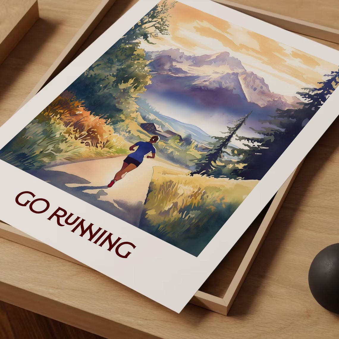 Go Running Motivational Trail Running Poster Mountain Sunrise Art - Image 2