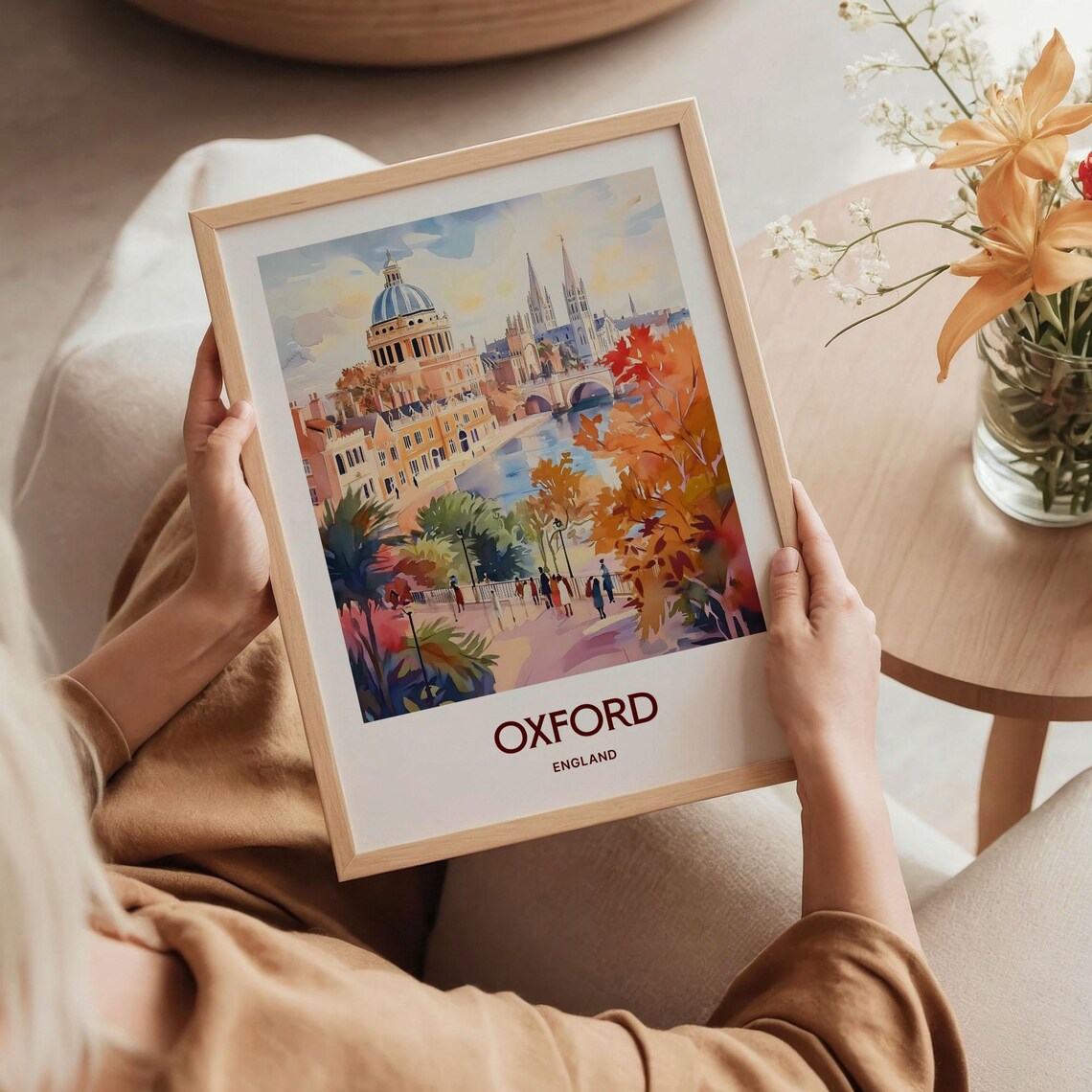 Oxford England University Spires River Autumn Watercolor Travel Poster - Image 5