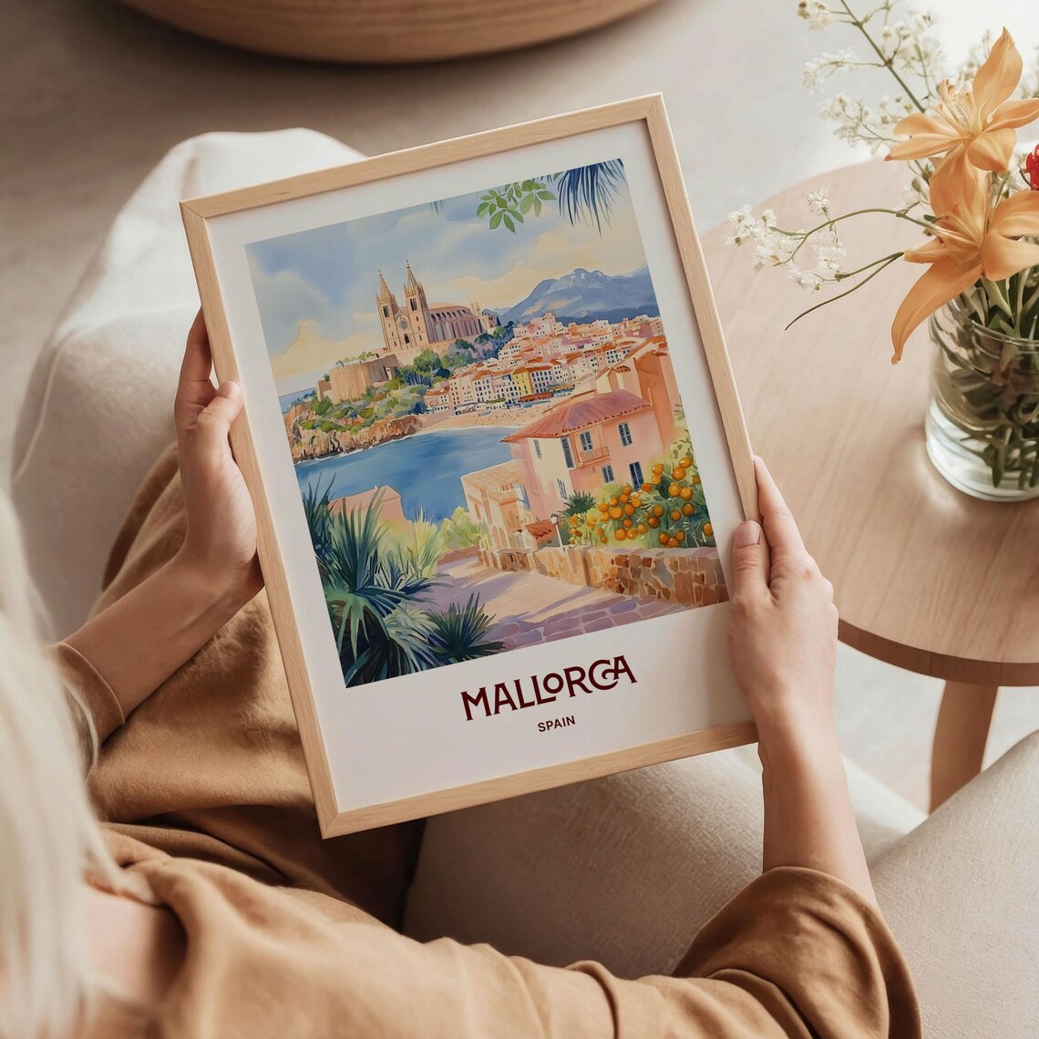 Mallorca Spain Island Cathedral Bay Watercolor Coastal Travel Poster - Image 5