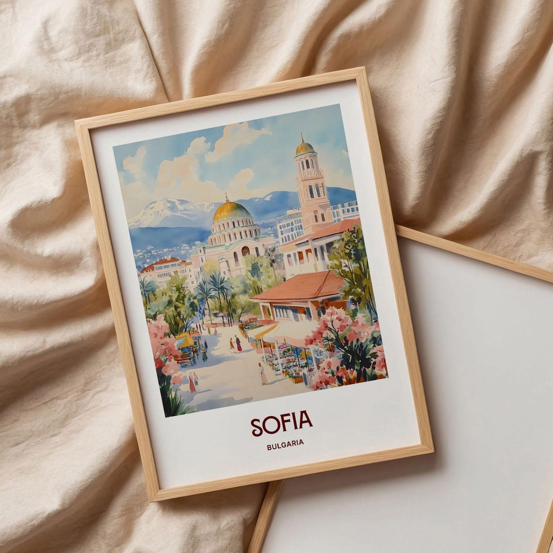 Sofia Bulgaria Alexander Nevsky Cathedral Watercolor Travel Poster - Image 3