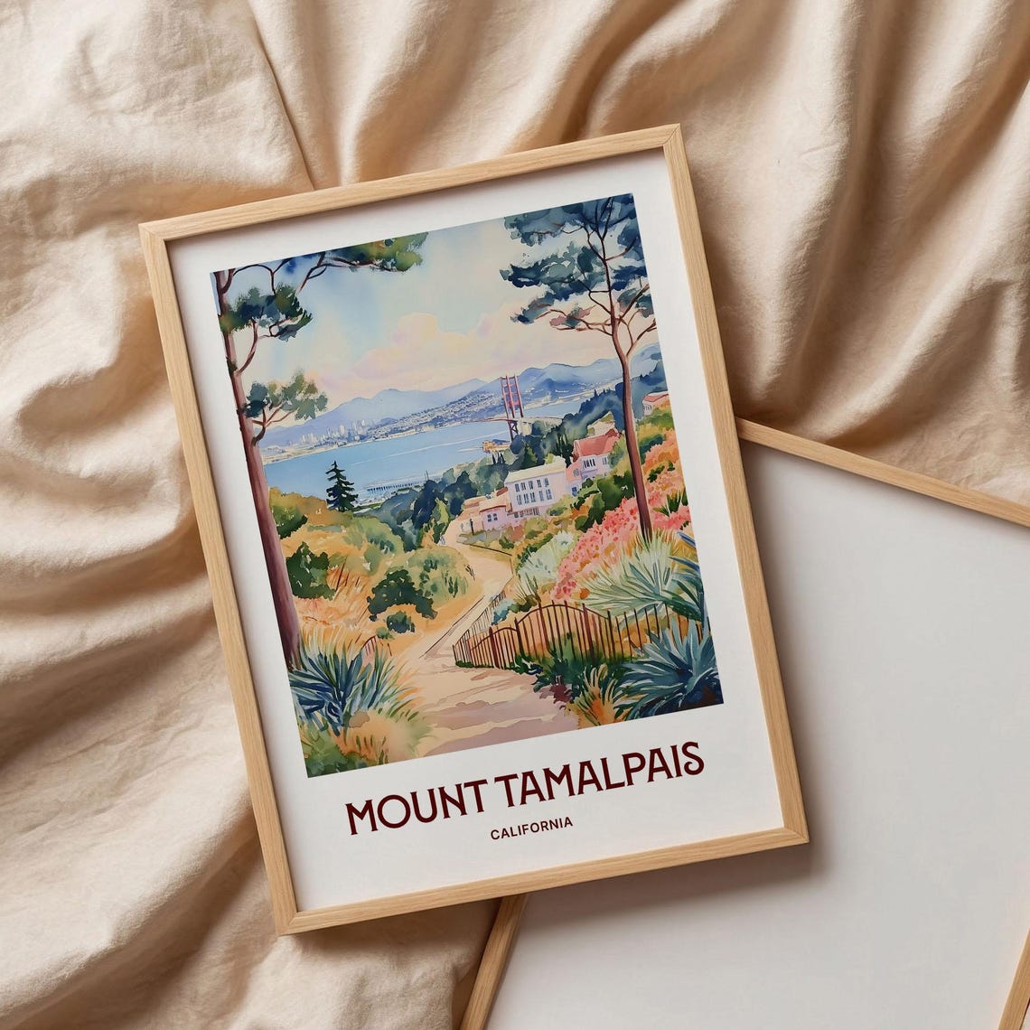 Mount Tamalpais California Golden Gate Watercolor Travel Poster Bay - Image 3