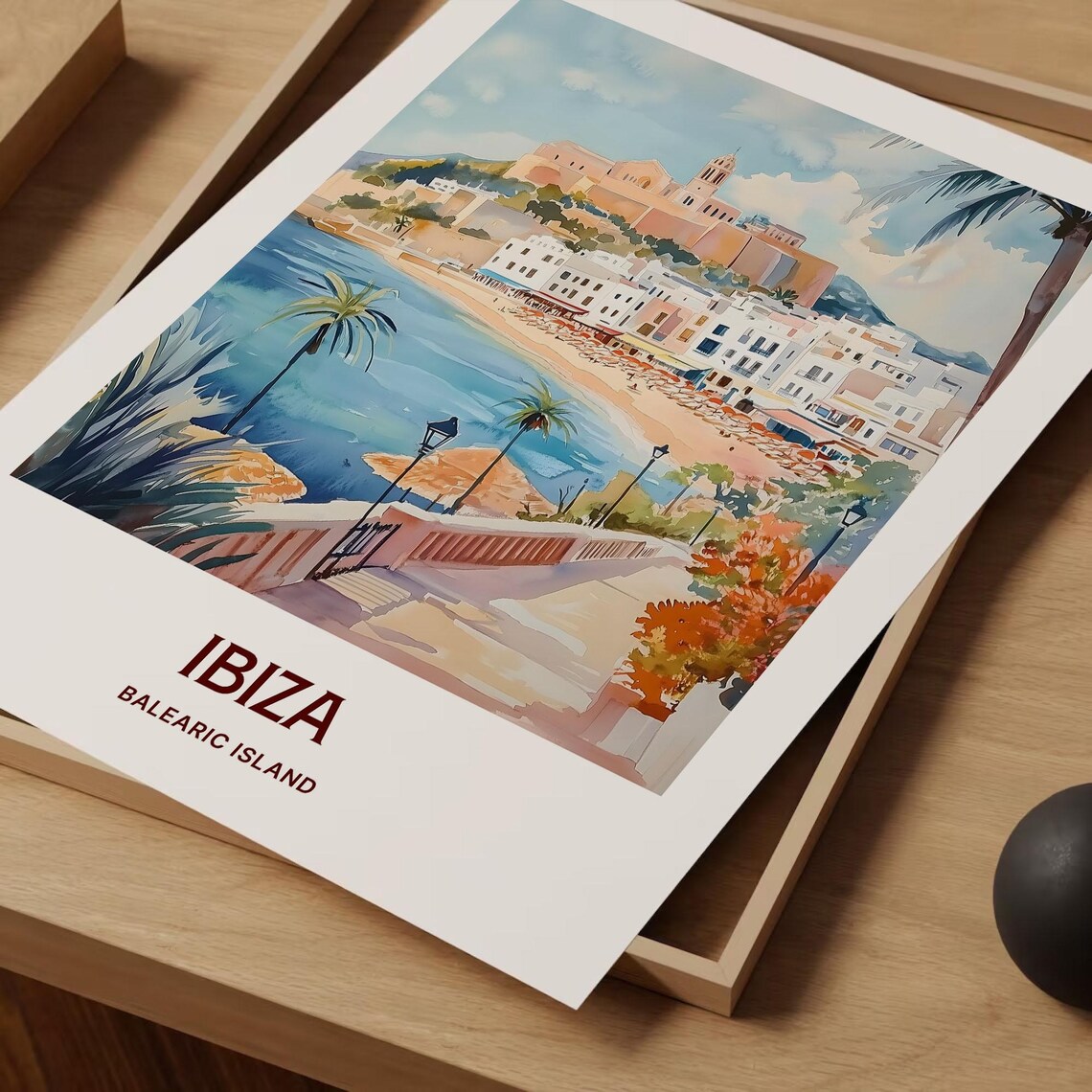 Ibiza Retro Minimalist Travel Poster, Coastal Cityscape - Image 2
