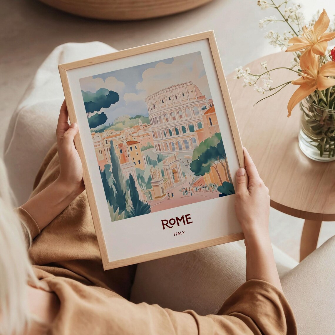 Rome Italy Colosseum Ancient Street Scene Watercolor Travel Poster - Image 5