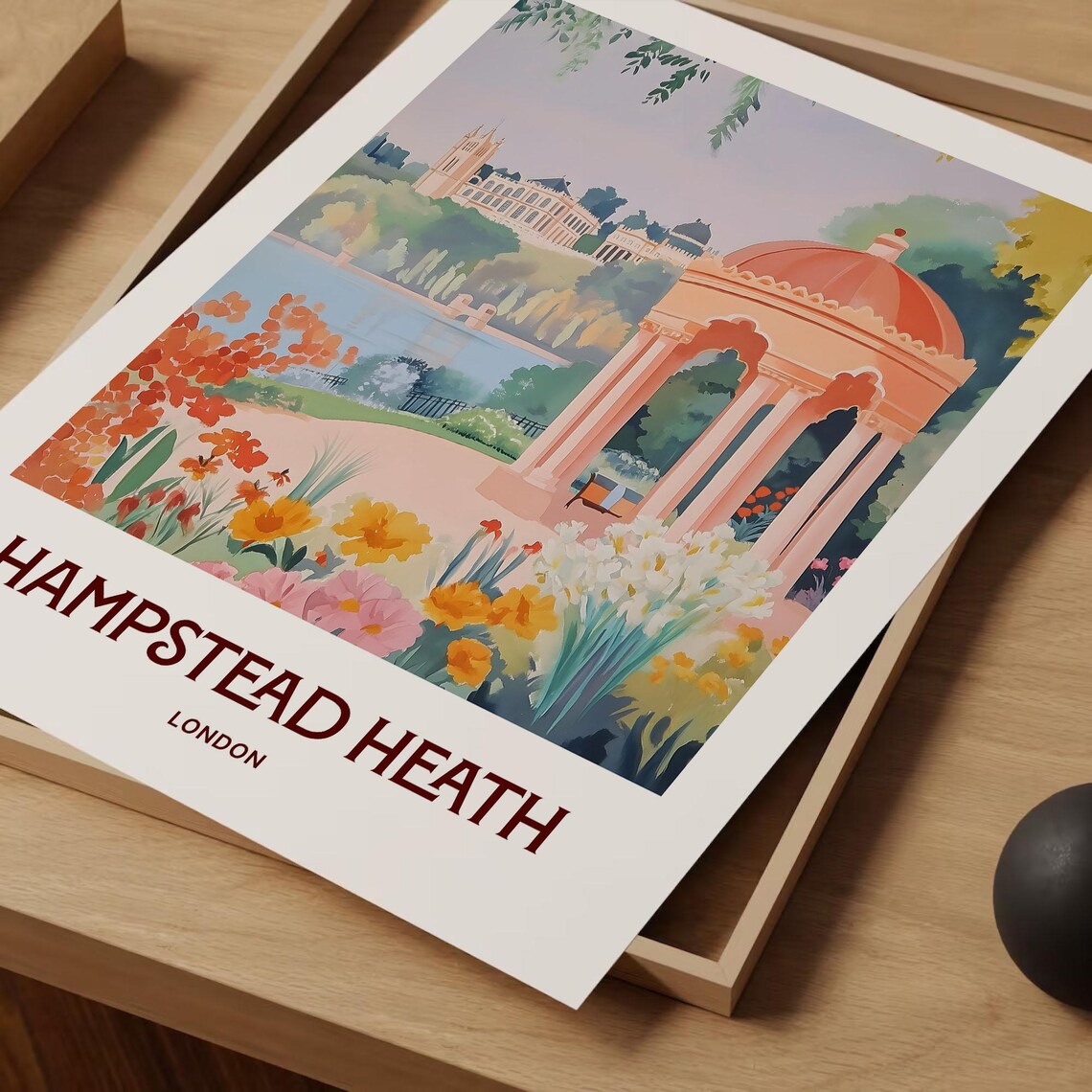 Hampstead Heath London Pergola Flower Garden Watercolor Travel Poster - Image 2