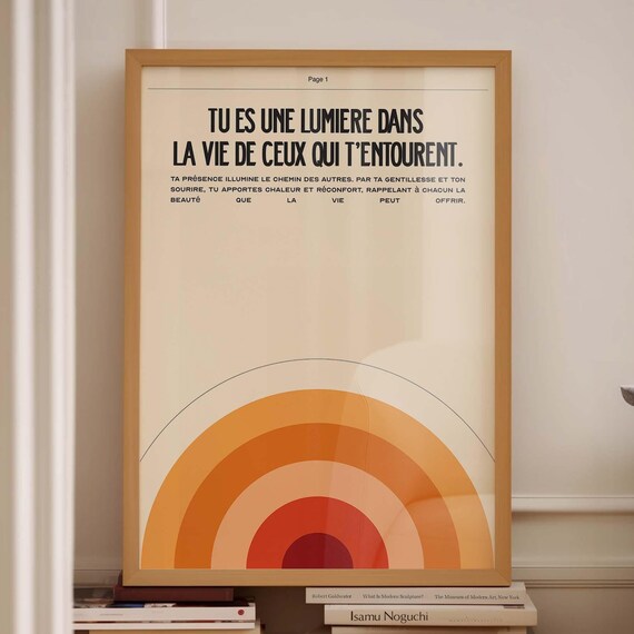 Tu Es Une Lumiere Dans La Vie Orange Sunset French Quote Poster