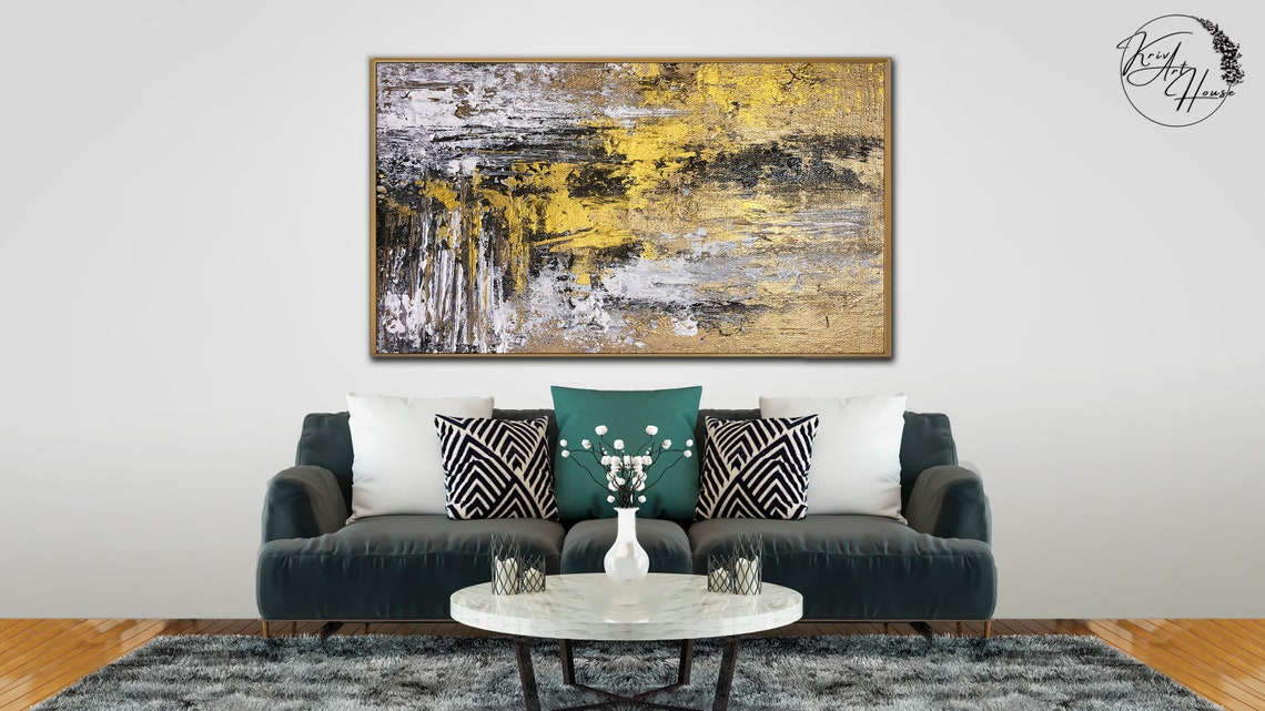 Gold Black White Textured Abstract Square Modern Wall Art Poster - Image 4