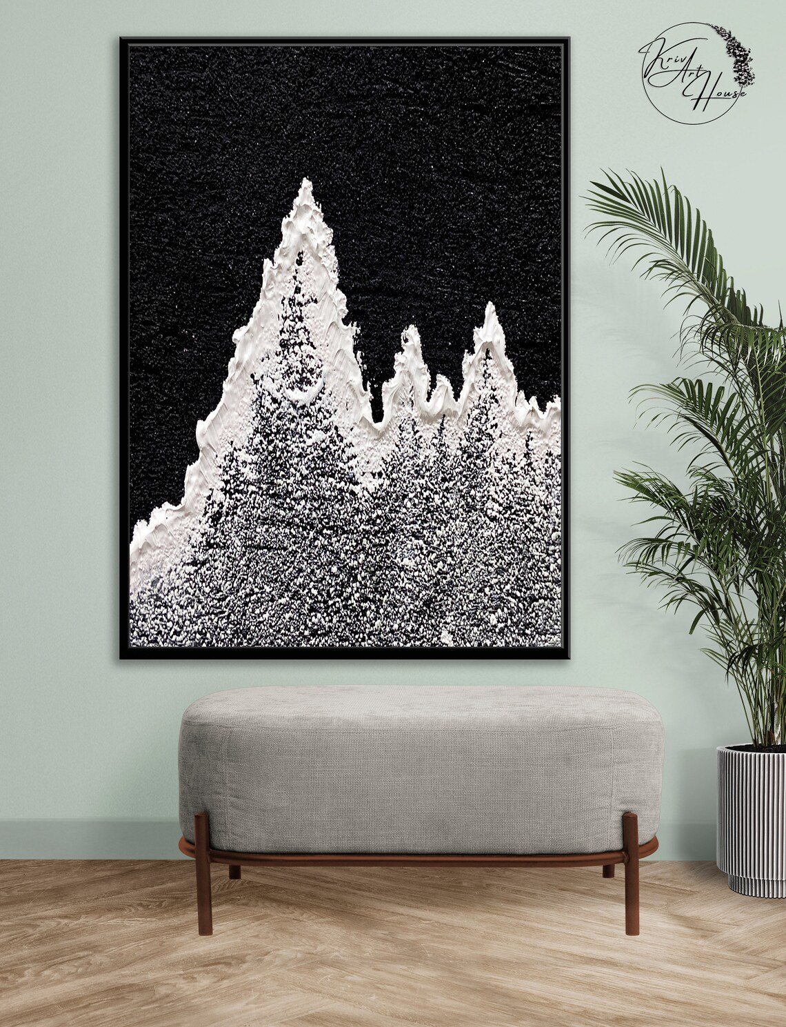 Minimalist Mountain Abstract, Black And White Art Print - Image 3