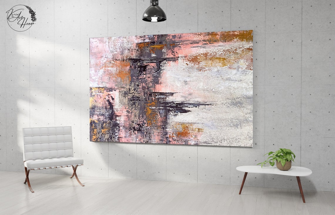 Blush Pink Gray Gold Soft Abstract Modern Square Wall Poster - Image 4