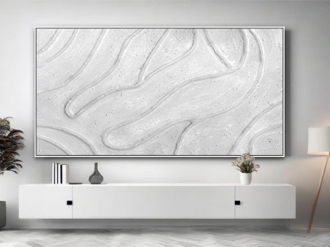 White Organic Flowing Line Wabi Sabi Minimalist Abstract Poster - Image 4