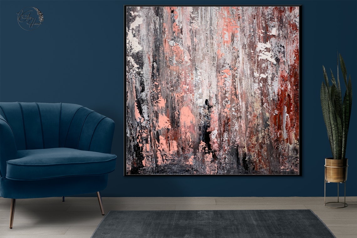 Rustic Brown Textured Horizontal Abstract Painting Modern Wall Poster - Image 3