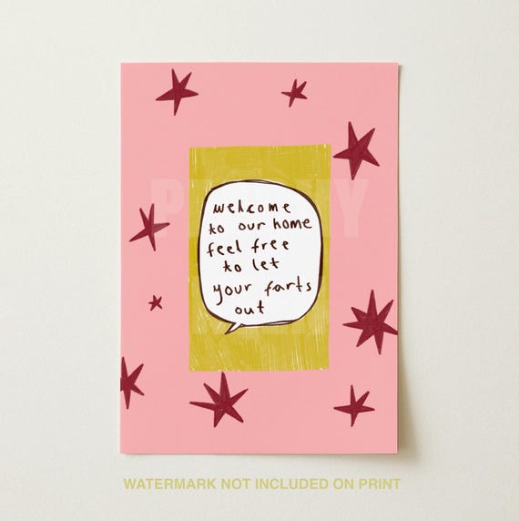 Welcome To Our Home Feel Free Fart Wall Art Print Humorous Funny Decor