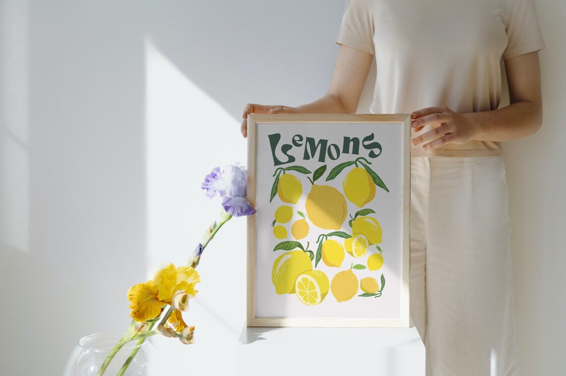 Lemons Retro Kitchen Art Print, Funky Fruit Decor - Image 2