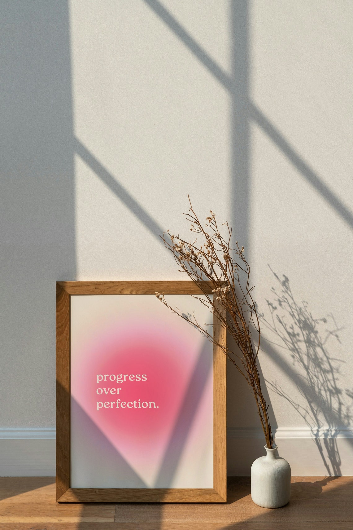 Progress Over Perfection Pink Aura Gradient Inspirational Poster - Image 2